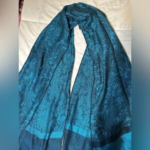 Authentic Pashmina - rave scarf / shawl - turquoise / blue and black